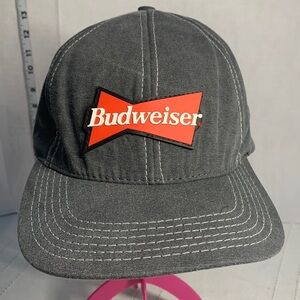Budweiser Rubber Bow Tie Logo Gray Snapback Hat distressed grey cotton 1990s